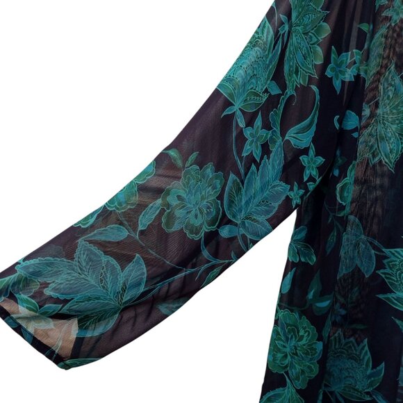 Iman: 3-Piece Blue-Green Floral Pant Set, Size 2X (Duster, Tank & Pull-On Pants) - Picture 13 of 15